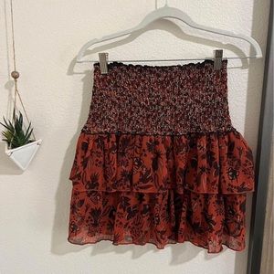Zara Tiered Ruffle Floral Boho Mini Skirt Size XS